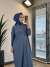 7029 Sol Taraf Zebra Desen Triko Elbise İndigo 