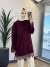 6137 Etek Ve Kol Ucu Dantelli Triko Tunik Bordo 