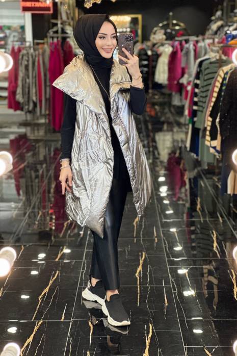 0003 Asimetrik Şişme Yelek Gümüş