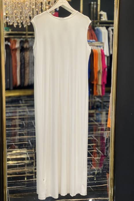 0783 Sıfır Kol İç Elbise Ekru