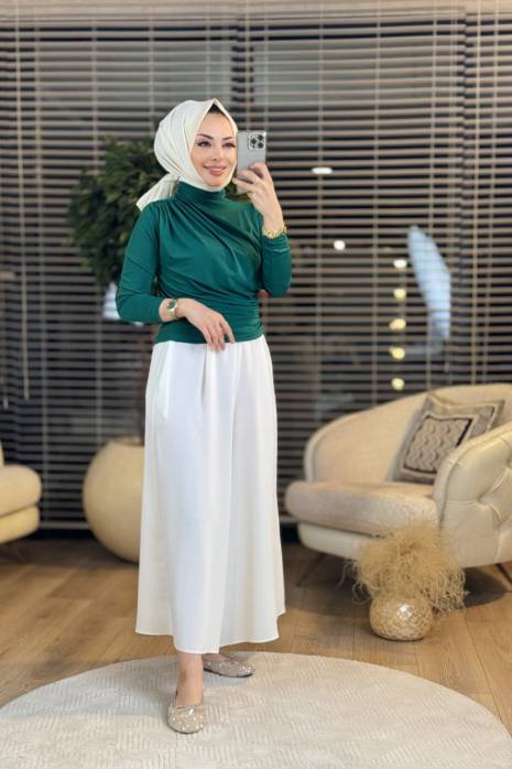 24294 Drapeli Bluz Zümrüt