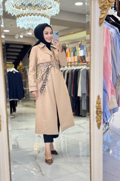 32113 Omuzu Apolet Ve Düğmeli Trenç Camel