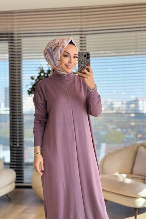 7017 Öpücük Yaka Vanezia Elbise Gül